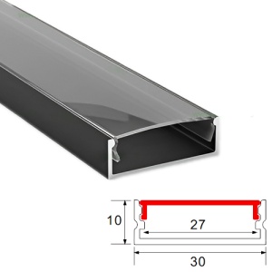Profil Aluminiu Aplicat Negru Dispersor Negru 2M 27MM - Img 4