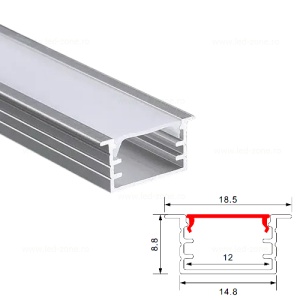 Profil Aluminiu Incastrat Dispersor Alb 2M 12MM - Img 2