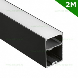 Profil Aluminiu Suspendat Negru Dispersor Alb 2M 32MM - Img 1