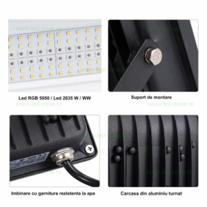 Proiector LED 60W RGB+CCT Smart Bluetooth cu Telecomanda - Img 4