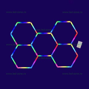 Set 5 Hexagoane LED Honeycomb RGB Digitale Tuburi 460mm Premium - Img 5