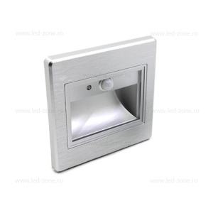 Spot LED 1W Patrat Argintiu Trepte Senzor