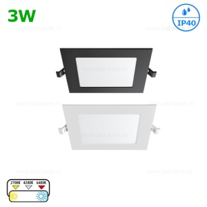 Spot LED 3W Patrat Incastrat CCT IP40
