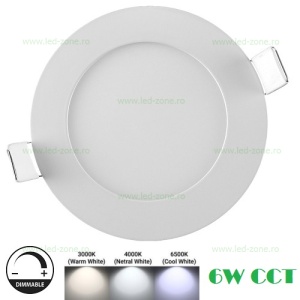 Spot LED 6W Rotund Alb Incastrat Dimabil 3 Functii CCT IP44 - Img 1