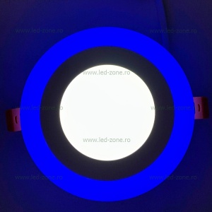 Spot LED 9W Rotund Alb Rece Contur Albastru - Img 3