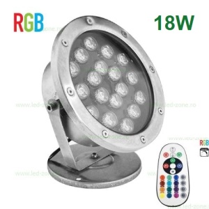 Spot LED Exterior 18x1W Rotund RGB 12V Submersibil cu Telecomanda - Img 2
