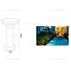 Stalp LED Gradina 12W Rotund 30cm DEXTER - Img 4