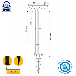 Stalp LED Gradina Solar 690mm CCT