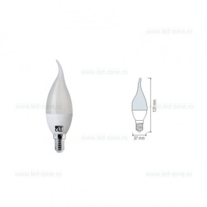 Bec LED E14 3.5W Flacara Mat Plastic CRAFT - Img 4