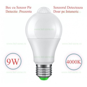 Bec LED E27 9W Glob Mat Senzor Miscare LZ18C049 - Img 1