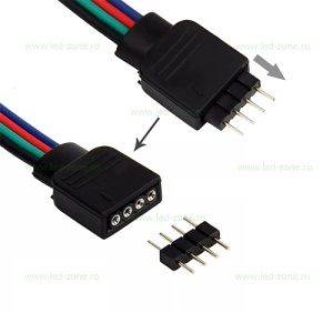Conector Alimentare 4 Pini Banda LED SMD 5050 12V RGB - Img 3