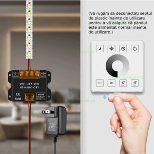 Controller Banda LED Monocrom 30A 360W cu Telecomanda de Perete  - Img 3