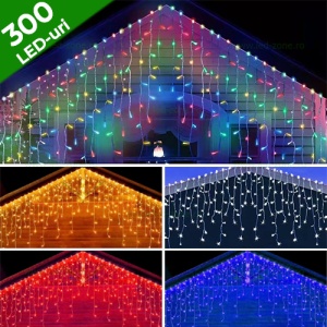 Instalatie LED Perdea Turturi 12x0.6m Diverse Culori Flash Fir Alb Cauciucat - Img 1