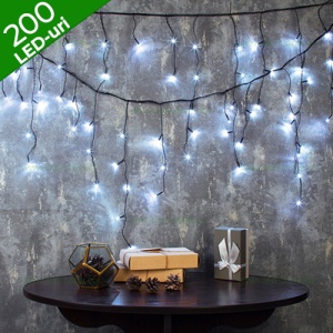 Instalatie LED Perdea Turturi 8x0.6m 200L Fir Negru - Img 1