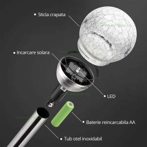 Lampa LED Gradina Solara Glob Clar D80mm RGB - Img 3