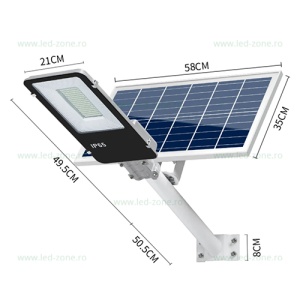Lampa LED Iluminat Stradal 300W SMD Solara cu Suport si Telecomanda Premium - Img 3