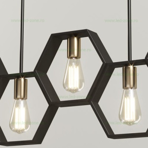 Lustra 5 Socluri Vintage E27 Hexagon Liniara LZ4362 - Img 2