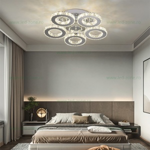 Lustra LED 100W 3 Functii Dimabila cu Telecomanda Cristal LZ8080-5 - Img 1