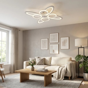 Lustra LED 128W Alba 3 Functii Dimabila cu Telecomanda LZ9185/4+4