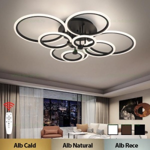 Lustra LED 160W 3 Functii Dimabila cu Telecomanda LZ6601-4+4 - Img 6