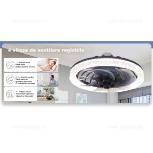 Lustra LED 30W Soclu E27 CCT cu Ventilator si Telecomanda