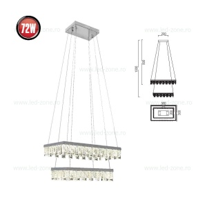 Lustra LED 72W 2 Segmente Model Cristal PANDORA - Img 2