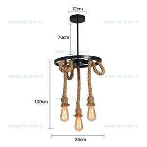 Lustra Rustic 3 Socluri E27 LZ378 - Img 5