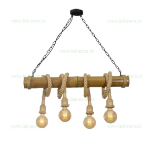 Lustra Rustic Bambus 4 Socluri E27 LZSF4 - Img 7