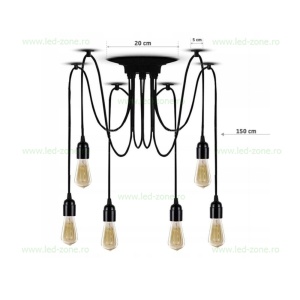 Lustra Spider 6 Socluri E27 Vintage - Img 3