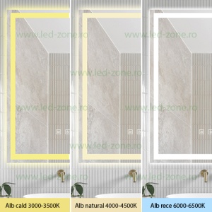 Oglinda Baie LED 60x45cm Touch Ceas Dezaburire LZJ132 - Img 3