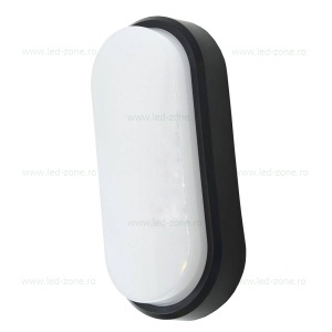 Plafoniera LED 16W Exterior Ovala Neagra