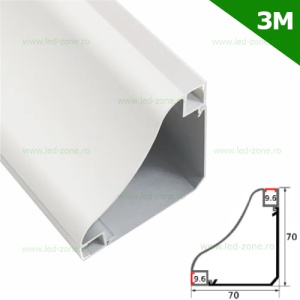 Profil Aluminiu Aplicat 90 Grade Iluminare Dubla 3M 9.6MM - Img 6