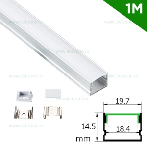 Profil Aluminiu Aplicat Dispersor Mat 1M 18.4MM - Img 4