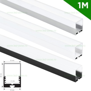 Profil Aluminiu Aplicat Dispersor Mat 1M 31MM LZ9900 - Img 1