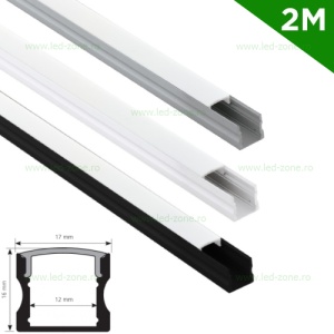 Profil Aluminiu Aplicat Dispersor Mat 2M 12MM LZ9892 - Img 1