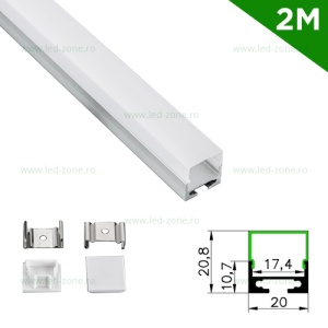 Profil Aluminiu Aplicat Dispersor Mat 2M 17.4MM - Img 1