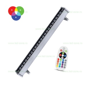 Proiector LED 24W 220V Liniar 100cm RGB Telecomanda Ovala - Img 1