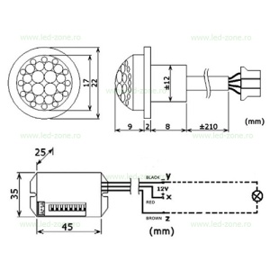 Senzor Miscare Programabil Incastrat 25W 12V Kit Inteligent Trepte - Img 2