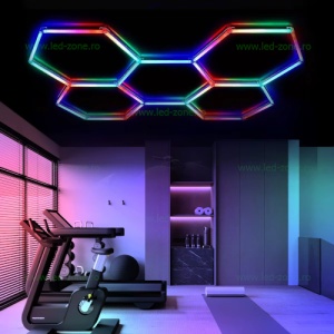 Set 5 Hexagoane LED Honeycomb RGBW Digitale Tuburi 440mm - Img 7