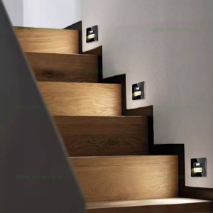 Spot LED 1.5W Patrat Negru Trepte Senzor Sticla