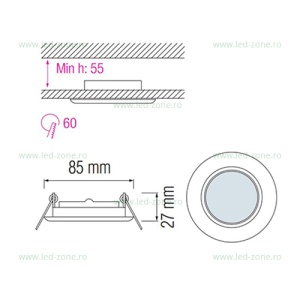 Suport Incastrat 1 Bec Spot LED GU10 Rotund ORKIDE - Img 6