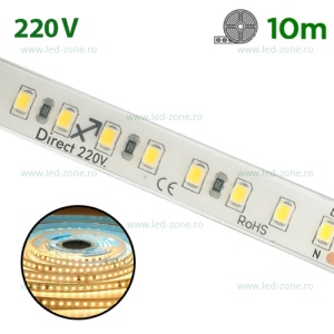 Banda LED 2835 120 SMD/ML Silicon 220V Rola 10m - Img 1