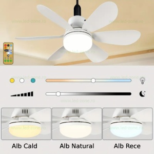 Bec LED E27 20W CCT Dimabil cu Ventilator si Telecomanda