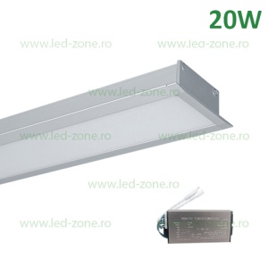 Corp Iluminat LED 20W 60cm Incastrabil Liniar EL-S48 Gri Emergenta - Img 1