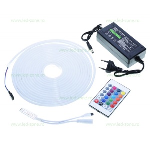 Kit Neonflex LED Ultra Slim 5M 12V RGB Telecomanda IR - Img 2