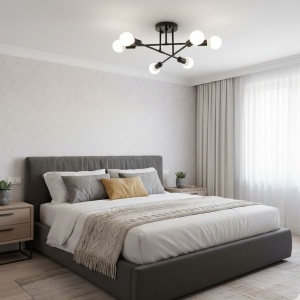 Lustra 6 Socluri E27 Neagra LZ1052