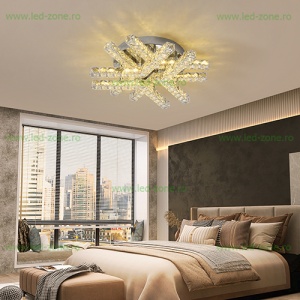 Lustra LED 84W Dimabila 3 Functii cu Telecomanda Cristal LZ1105-6 - Img 2