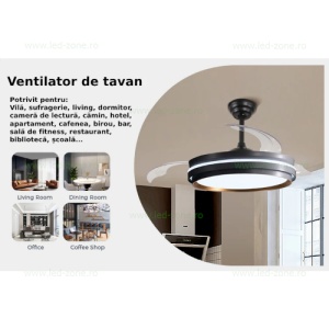 Lustra LED Rotunda cu Ventilator si Telecomanda LZ417YY Negru - Img 4