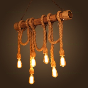 Lustra Rustic Bambus 6 Socluri E27 LZSF6 - Img 1