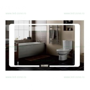 Oglinda Baie LED 90x60cm Touch Ceas Dezaburire LZJ16 - Img 2